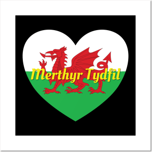 Merthyr Tydfil Wales UK Wales Flag Heart Posters and Art